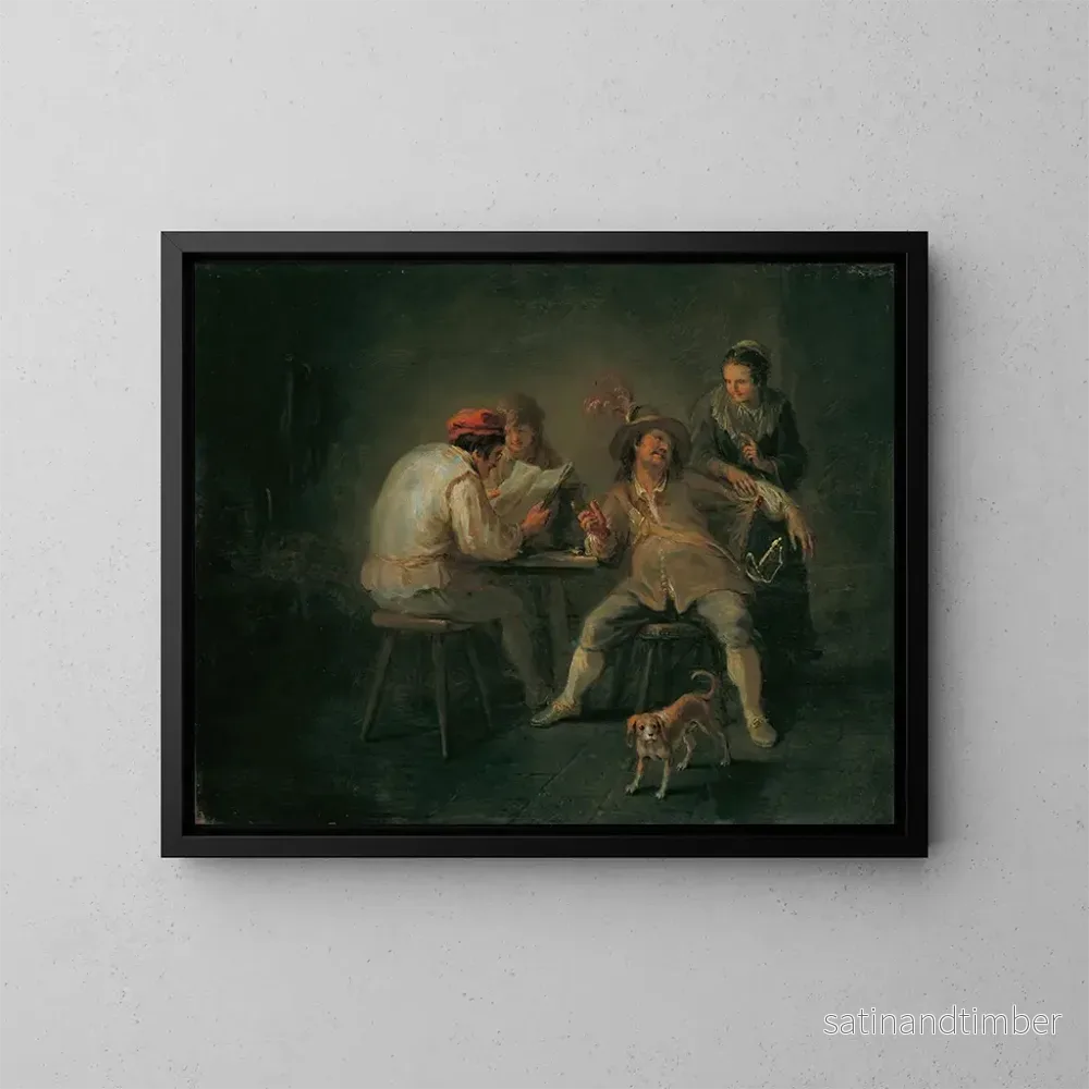 Reproduktion av målningen av taverne-scene - Martin Johann Schmidt