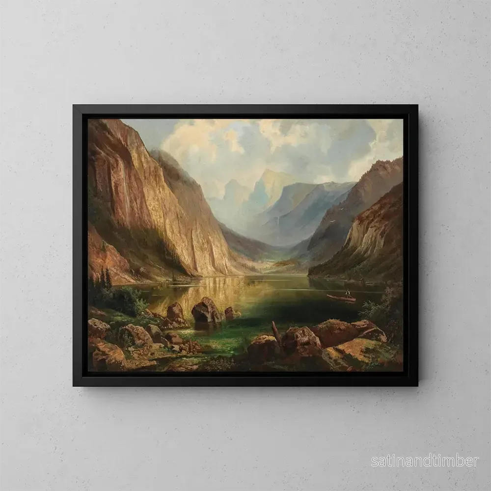 Reproduktion av målningen Vue des Hllengebirge près d'Ebensee Langbathsee - Ferdinand Lepié