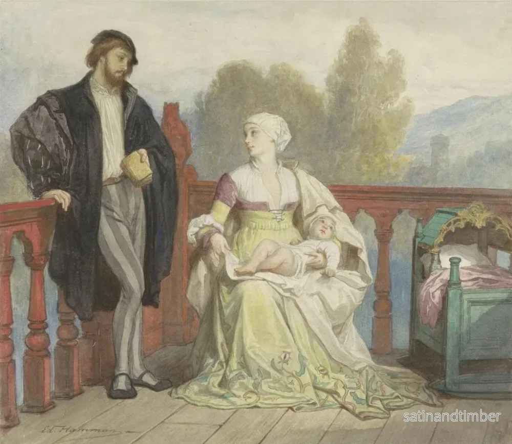 Reproduktion av målningen Francesca de Rimini och Paolo de Polenta med deras barn på en balkong - Édouard Hamman - Bild 2