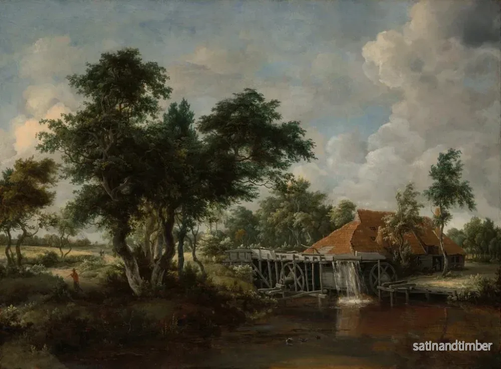 Reproduktion av målningen av vattenmöllan med det stora röda taket - Meindert Hobbema - Bild 2