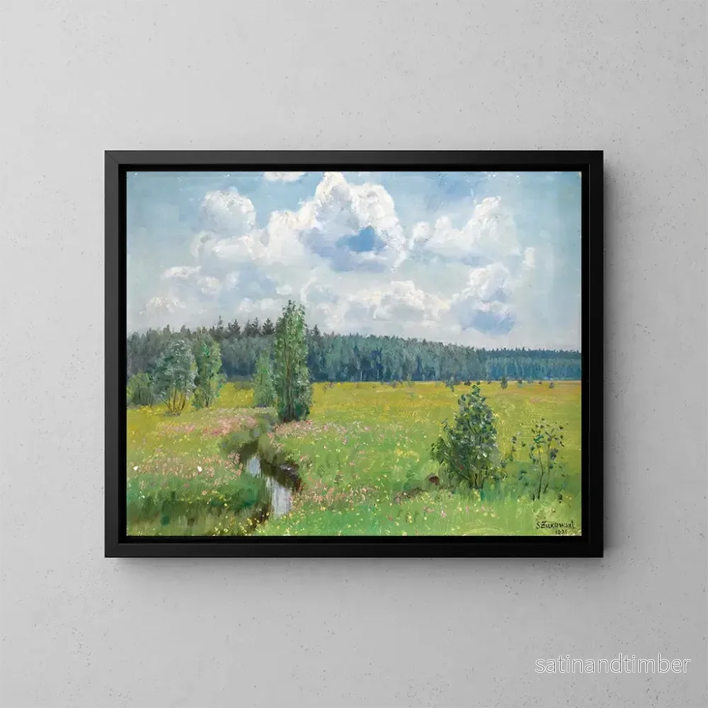 Reproduktion av målningen Prairies de la forêt de Wisocka en juin brûlant - Stanisław Żukowski