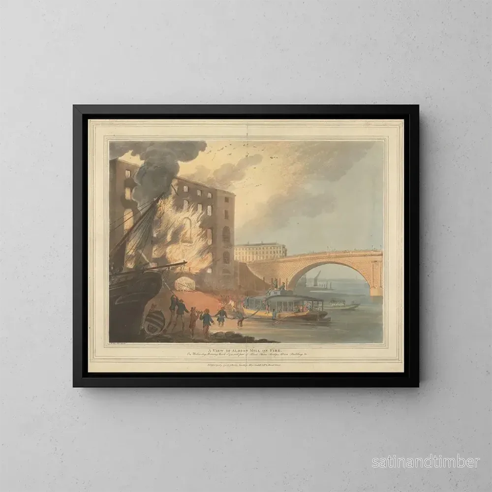 Reproduktion av målningen Vue du moulin d'Albion en feu - John William Edye