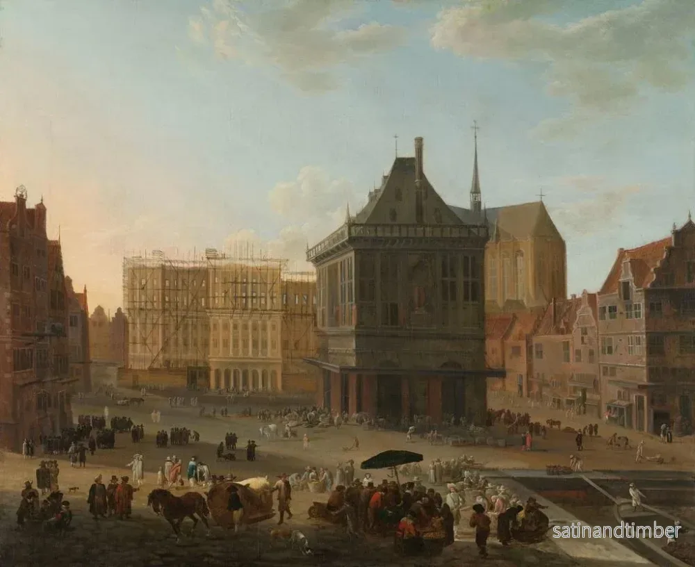 Reproduktion av målningen Le Dam à Amsterdam med det nya rådhuset under byggnad - Jacob van der Ulft - Bild 2