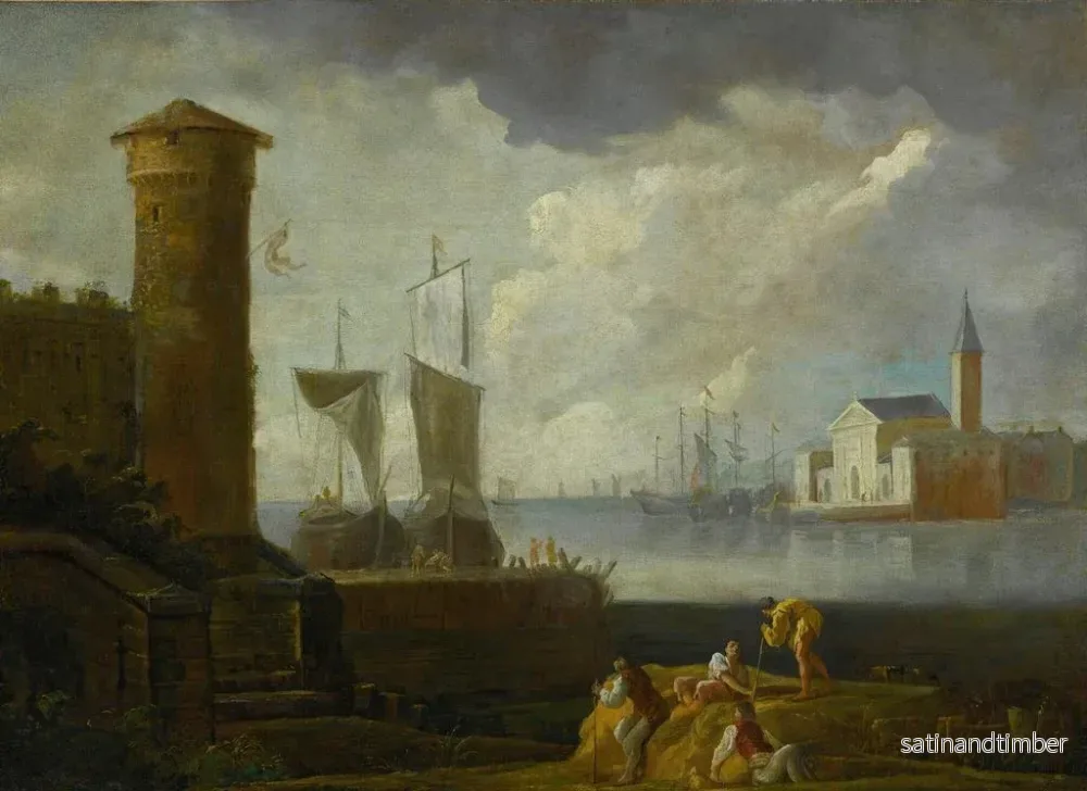 Reproduktion av målningen En vy capriccio av San Giorgio Maggiore i Venedig - Marco Ricci - Bild 2