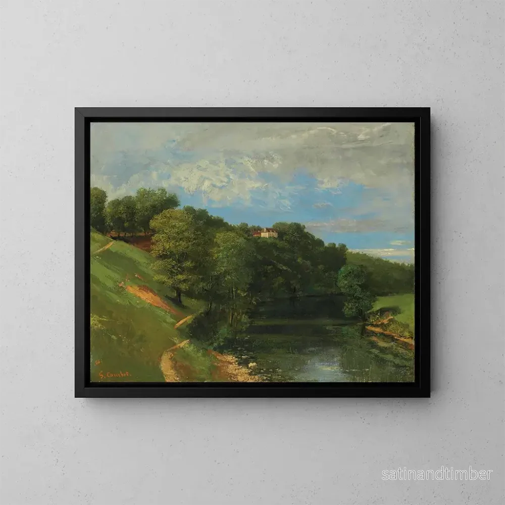 Reproduktion av målningen Château vid floden – Gustave Courbet