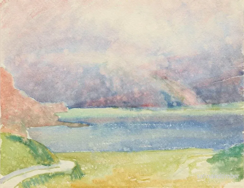 Reproduktion av målningen Vy över Maloja vid Silsjön med regnbåge - Giovanni Giacometti - Bild 2