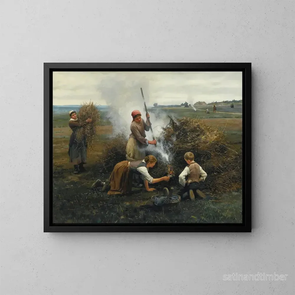 Reproduktion av målningen Brosse en feu - Daniel Ridgway Knight