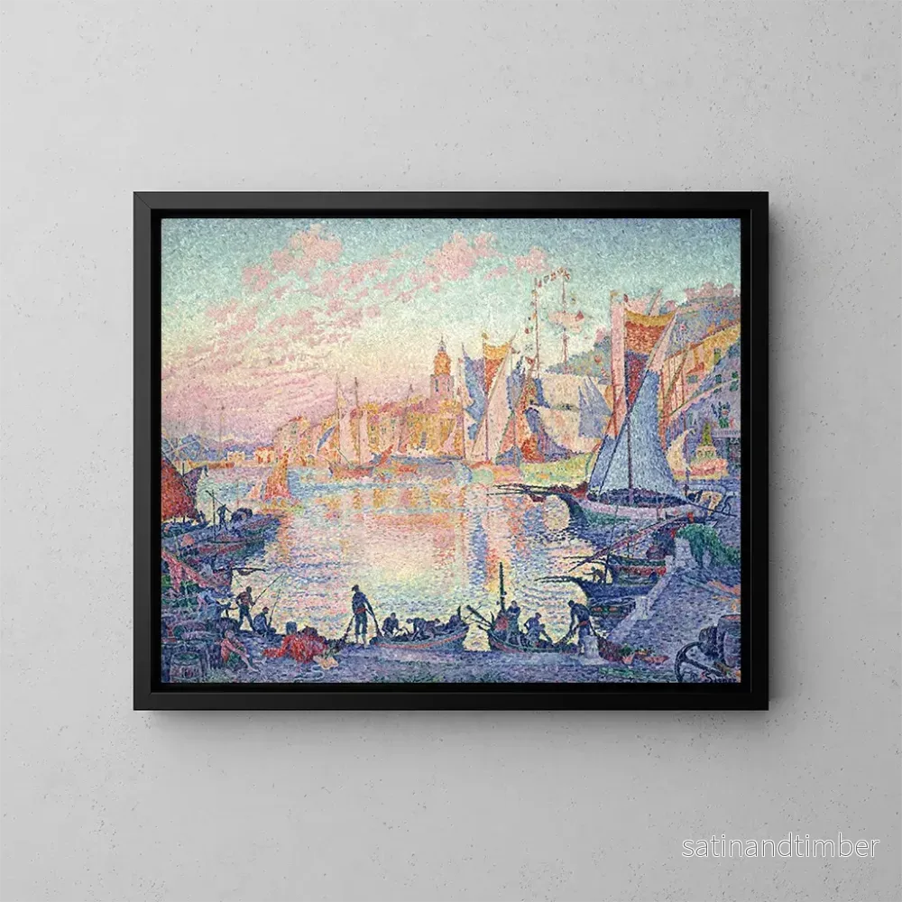 Reproduktion av målningen Le port de Saint-Tropez - Paul Signac