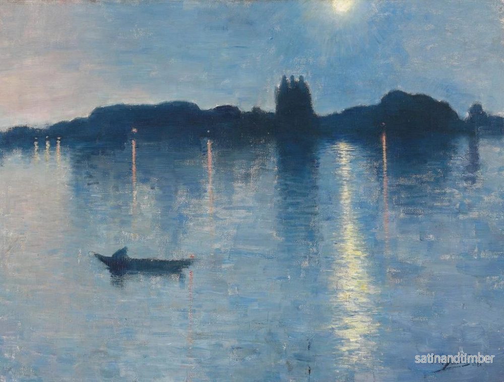 Reproduktion av målningen Le lac dans la clairière de lune - Jean Delville - Bild 2
