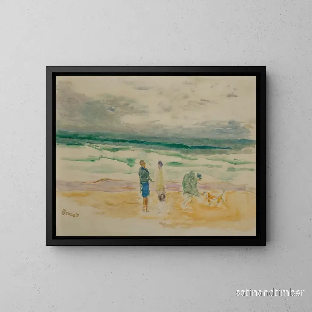 Reproduktion av målningen La plage, trois personnages et un chien - Pierre Bonnard