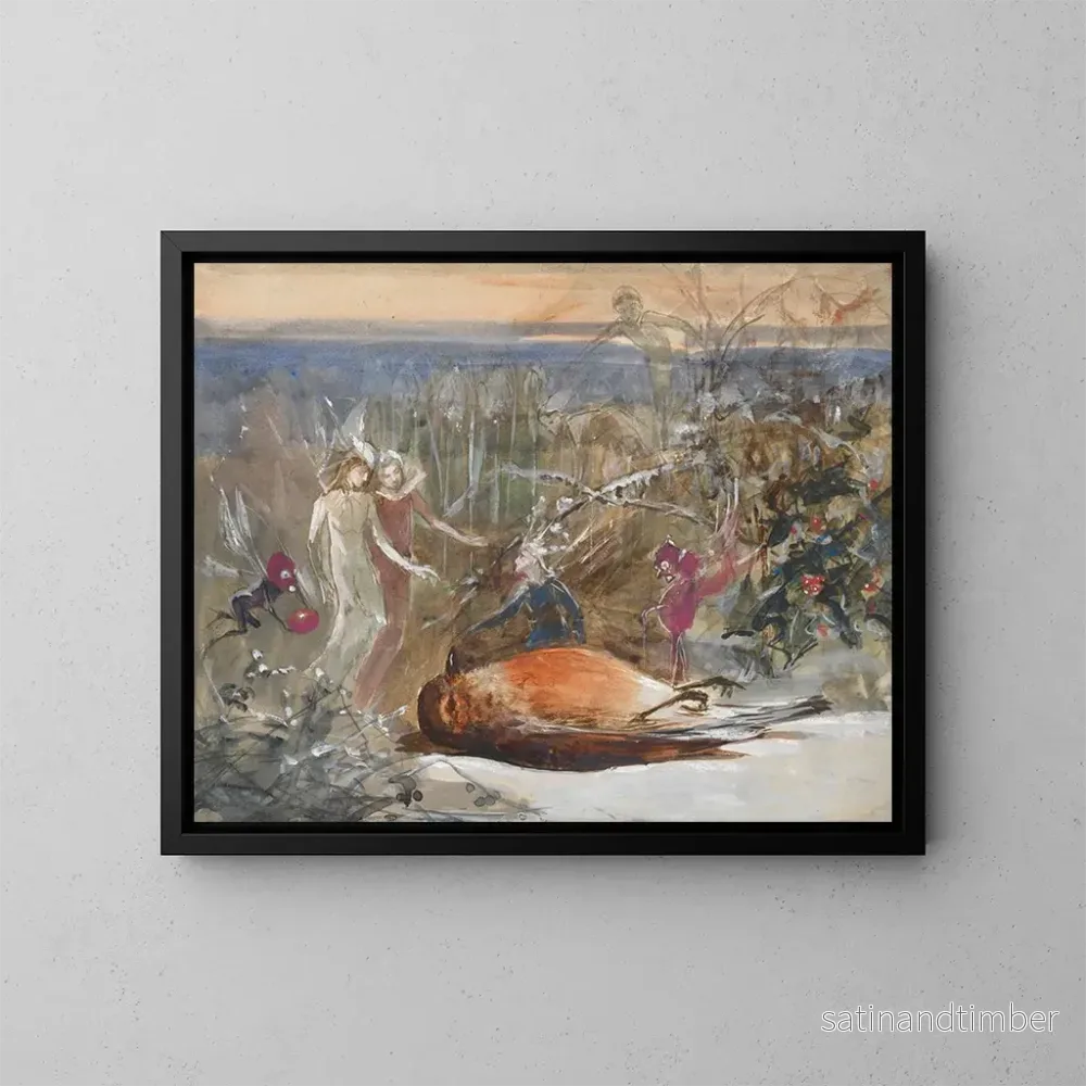 Reproduktion av målningen Vem mördade Cock Robin? En studie - John Anster Fitzgerald