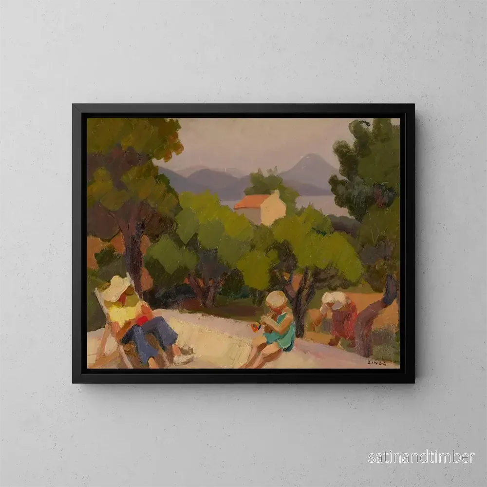 Reproduktion av målningen Familjescen i Saint-Tropez - Jules Émile Zingg