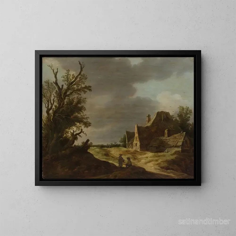 Reproduktion av målningen av en sandig väg med en gård - Jan van Goyen