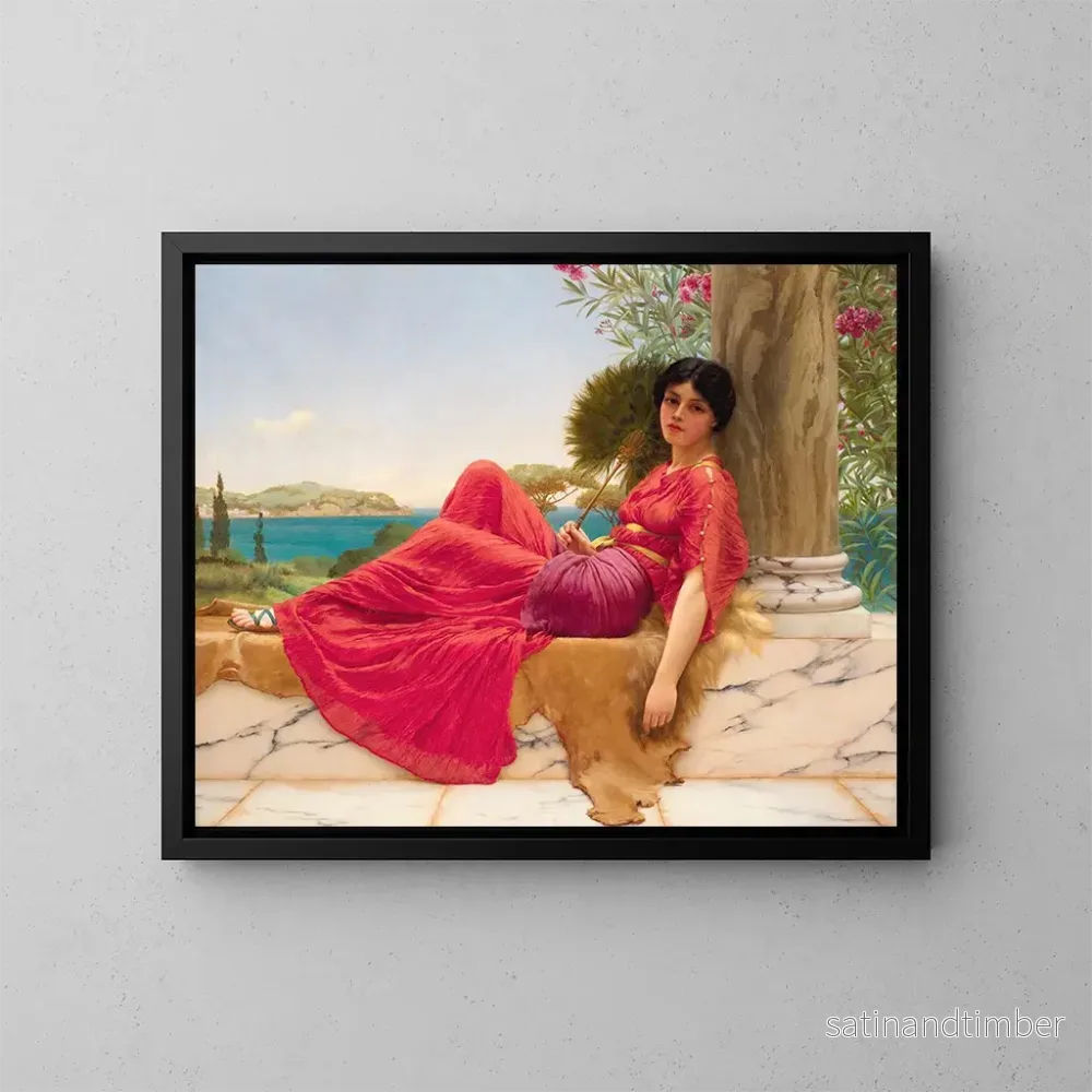 Reproduktion av målningen Adossé à une colonne - John William Godward