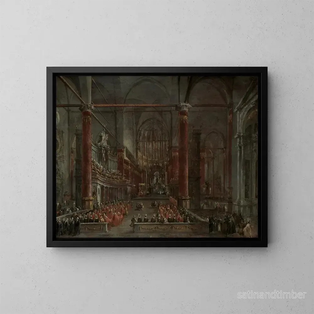 Reproduktion av målningen av den pontificala ceremonin vid SS Giovanni e Paolo, Venedig, 1782 - Francesco Guardi