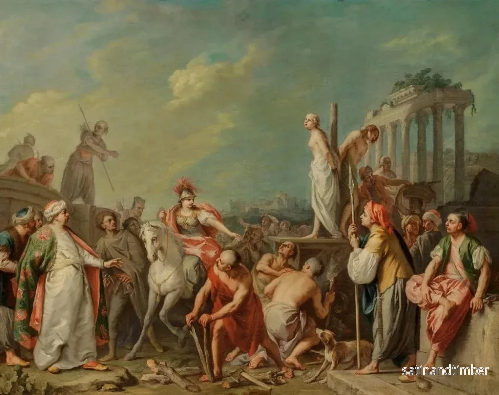 Reproduktion av målningen Clorinde sauvant Olindo och Sophronia - Jacopo Amigoni - Bild 2