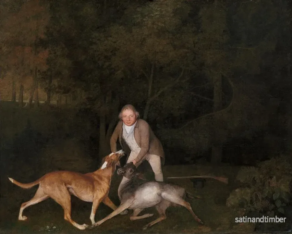 Reproduktion av målningen Le garde-chasse de l'earl de Clarendon avec une biche mourante et un chien - George Stubbs - Bild 2