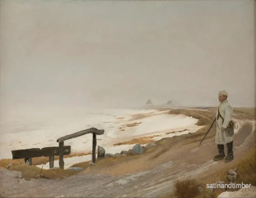 Reproduktion av målningen av en vinterdag med dimmigt väder i Karrebksminde - Laurits Andersen Ring - Bild 2