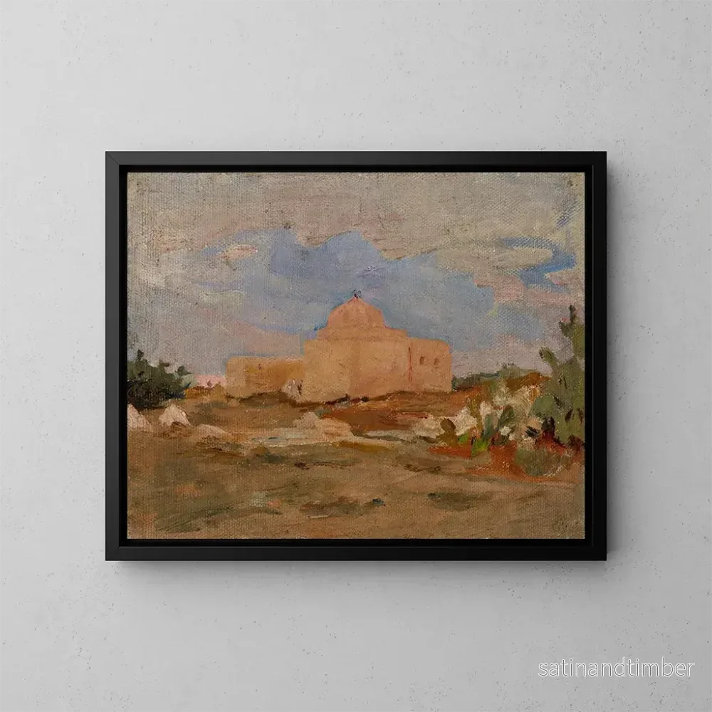 Reproduktion av målningen av moskén La mosquée de l'Épée à Kairouan - Jan Cybis