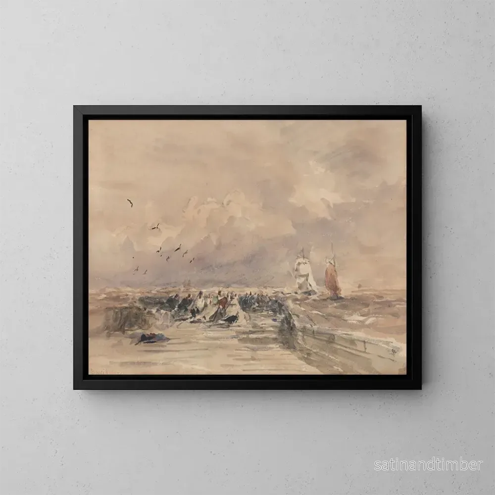 Reproduktion av målningen Le port de Dieppe, vent frais - David Cox
