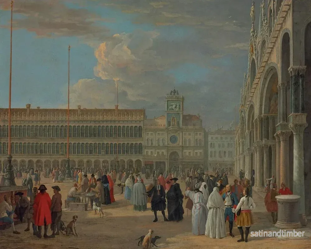 Reproduktion av målningen Vue de la place Saint-Marc avec la tour de l'Horloge, Venise - Luca Carlevarijs - Bild 2