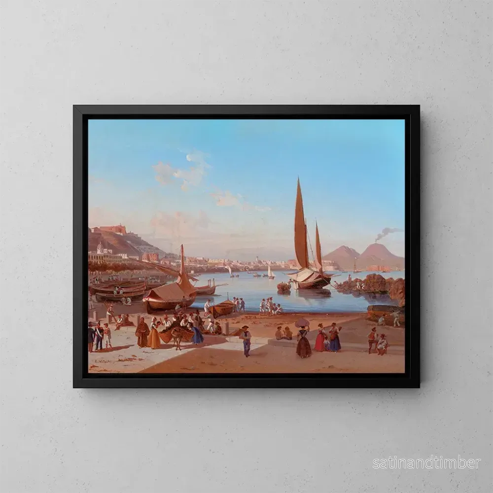 Reproduktion av målningen av Neapel med Vesuvius i fjärran - Edward William Cooke