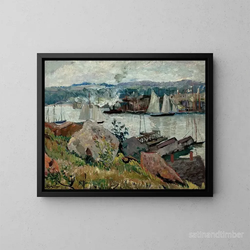 Reproduktion av målningen av Gloucester hamn, Massachusetts - Hayley Lever