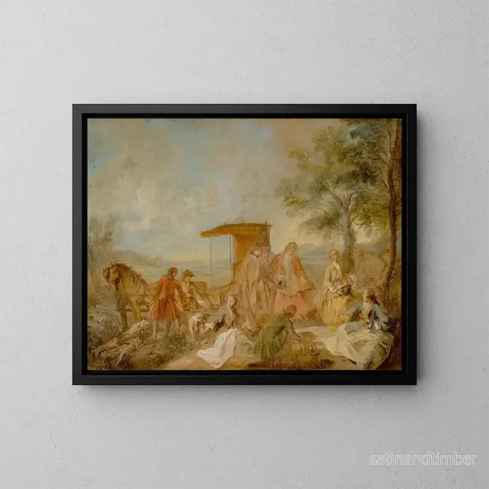 Reproduktion av målningen Le Repas de la Chasse - Nicolas Lancret