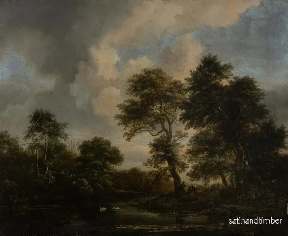 Reproduktion av målningen Lac forestier med två svanar - Jacob van Ruisdael - Bild 2