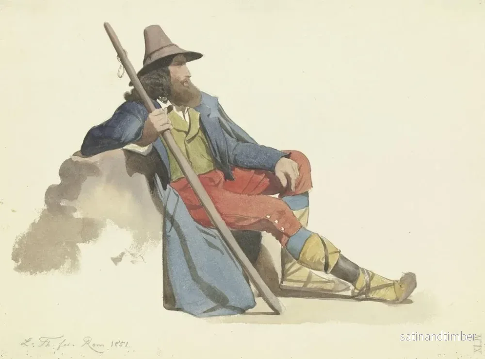 Reproduktion av målningen av den sovande herden från den romerska landsbygden - Ludwig Thiersch - Bild 2