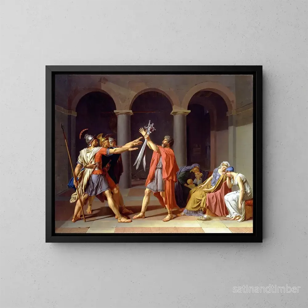 Reproduktion av målningen Le Serment des Horaces - Jacques Louis David