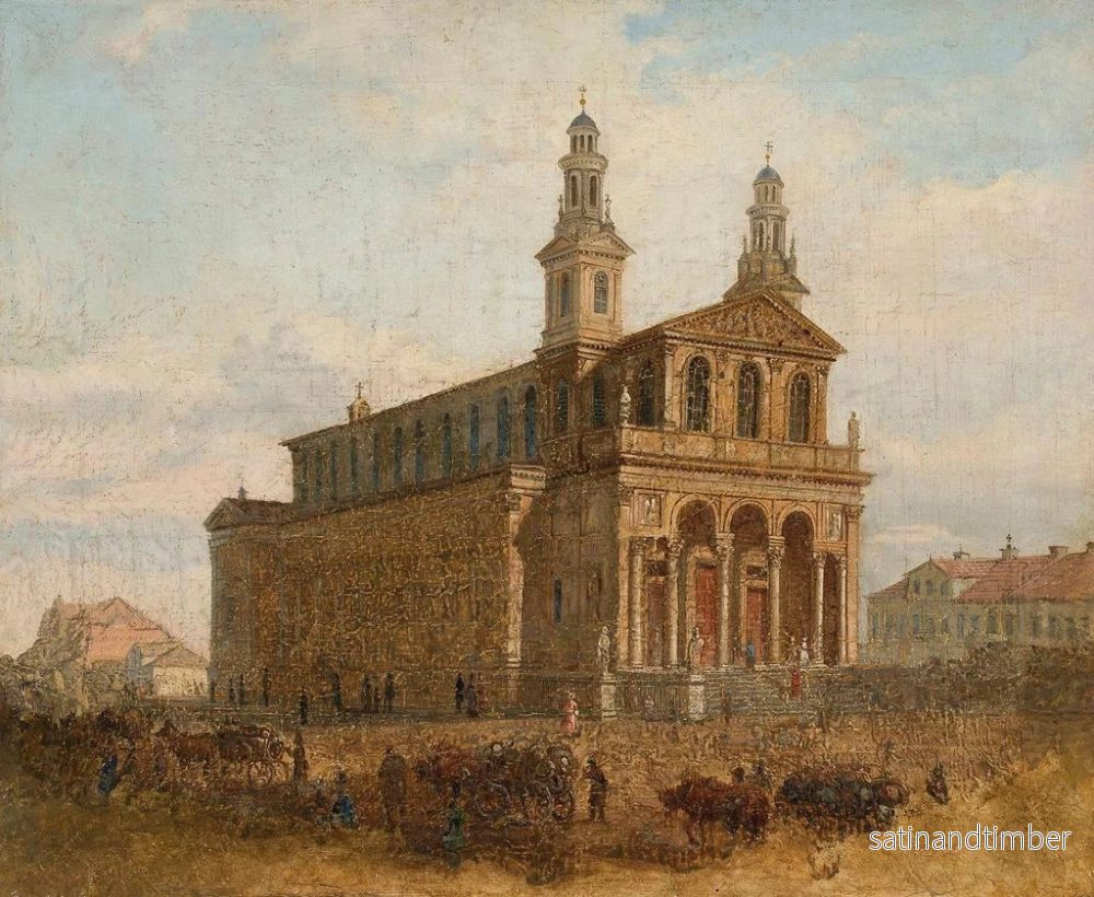 Reproduktion av målningen Vue de l'église Saint-Charles-Borromée à Varsovie - Feliks Brzozowski - Bild 2