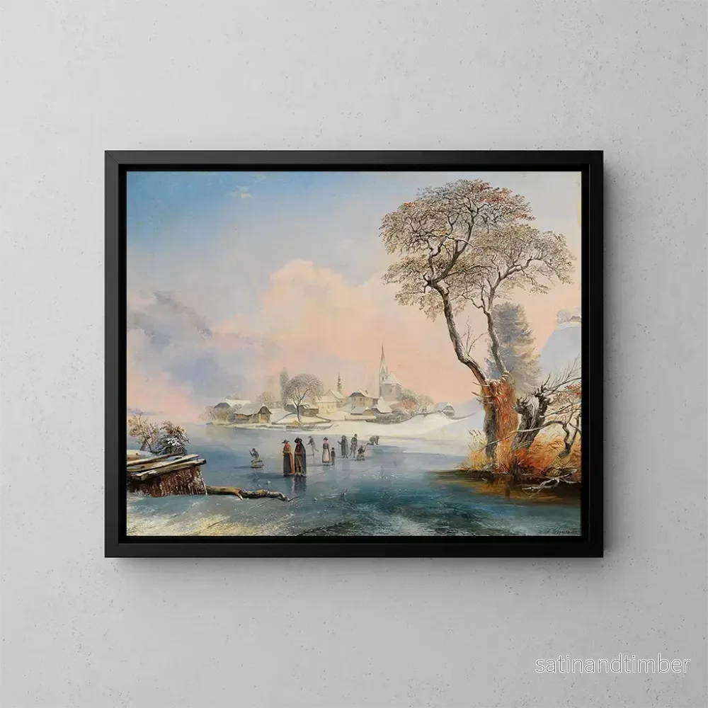 Reproduktion av målningen av isåkning vid Wörthersee – Johann Werner Reproduktion av målningen av isåkning vid Wörthersee – Johann Werner