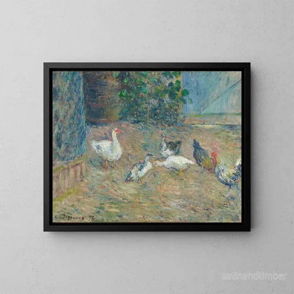 Reproduktion av målningen Poulailler, la maison rouge, Pontoise - Camille Pissarro