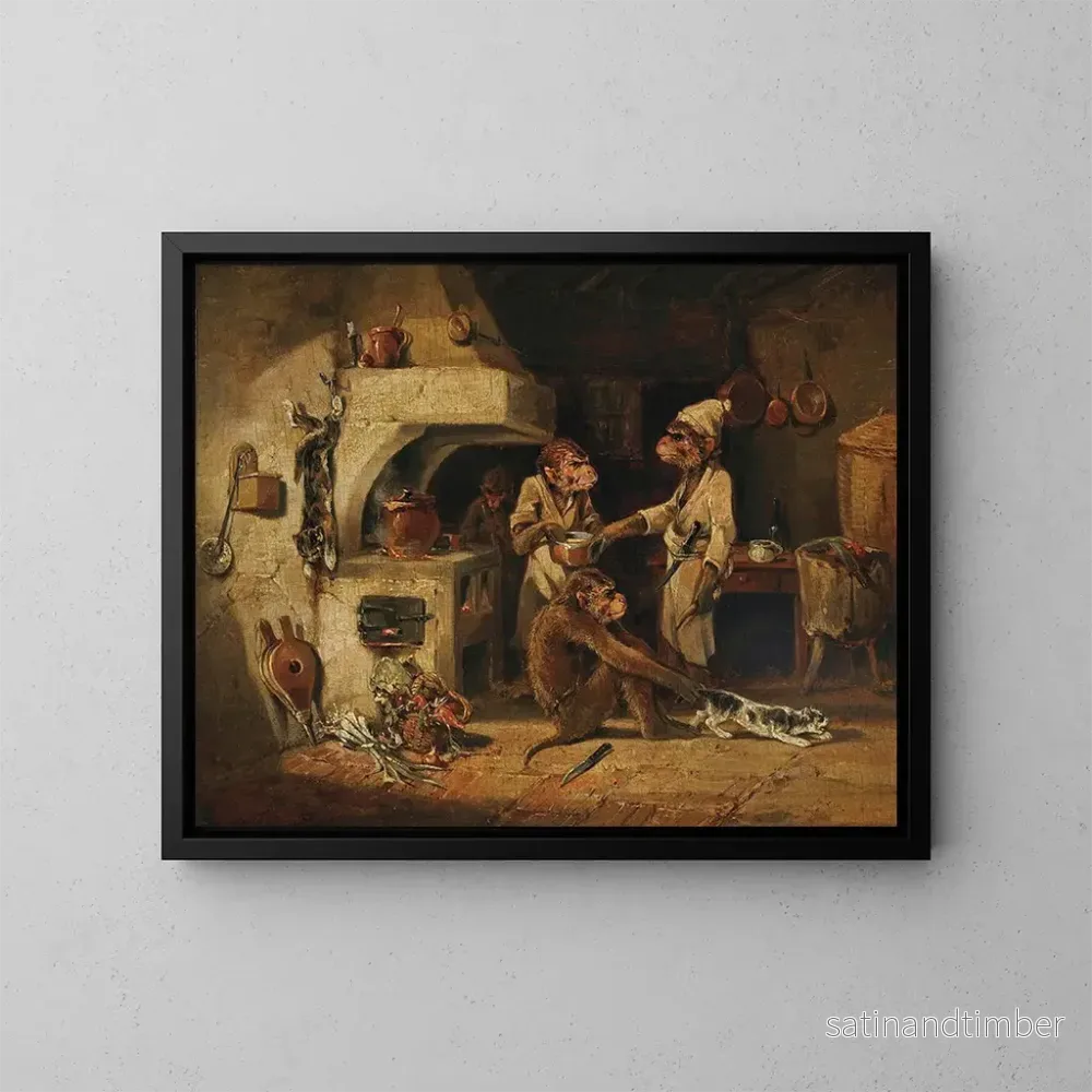 Reproduktion av målningen La cuisine des singes - Edmund Bristow