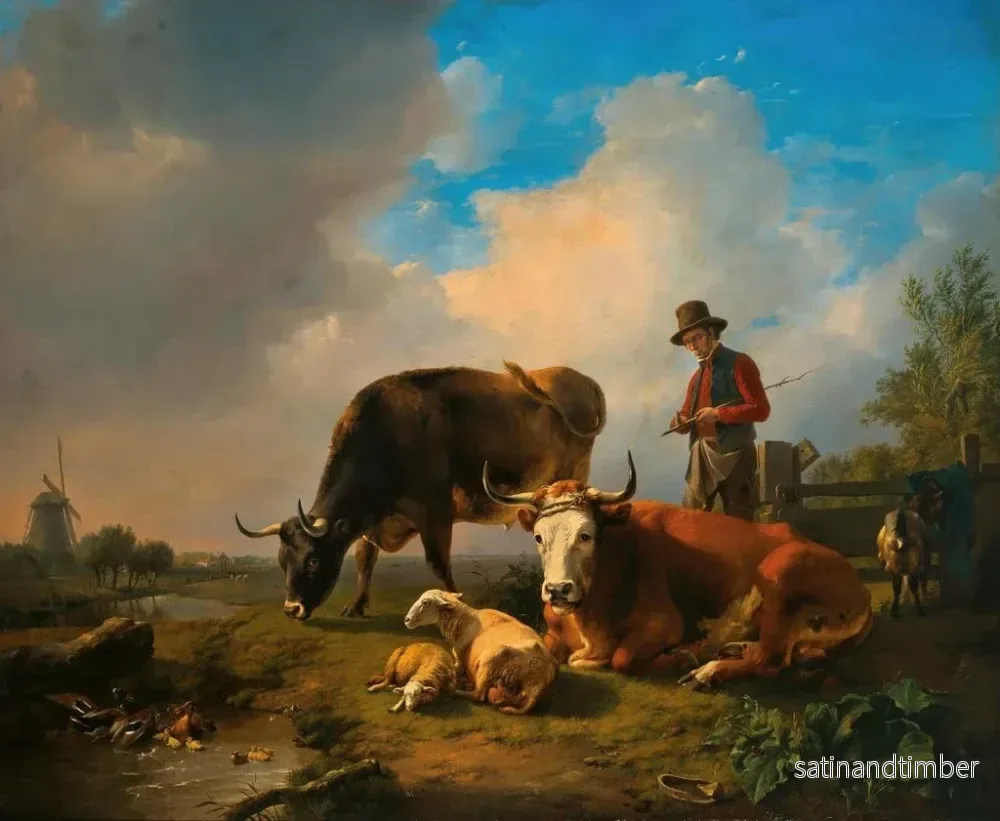 Reproduktion av målningen En idyllisk pastoral - Eugène Joseph Verboeckhoven - Bild 2