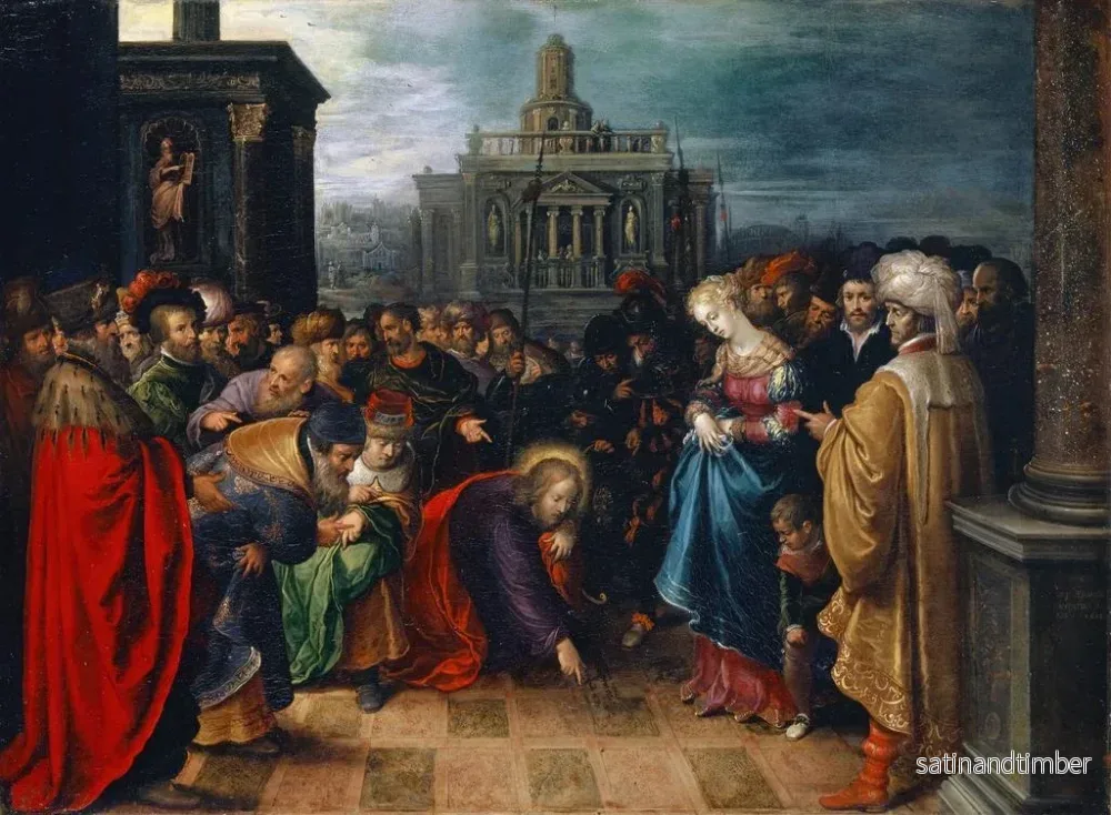 Reproduktion av målningen av Jesus och den adulterous kvinna - Frans Francken den yngre - Bild 2