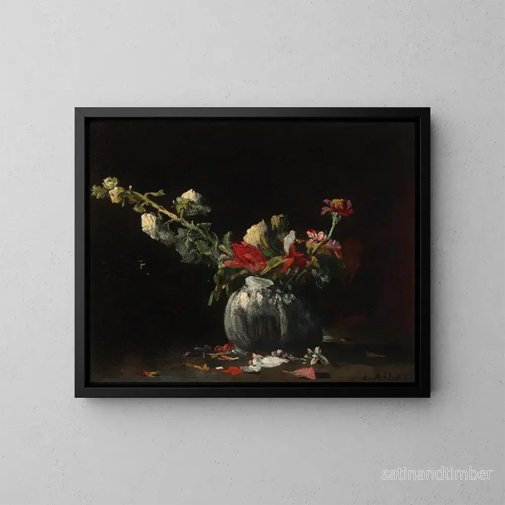Reproduktion av målningen av stilleben med blommor - Théodule Ribot