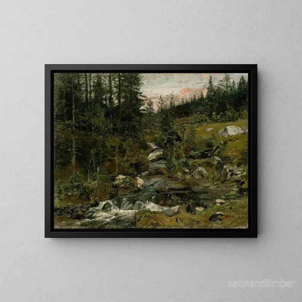 Reproduktion av målningen Ruisseau au crépuscule - Gerhard Munthe