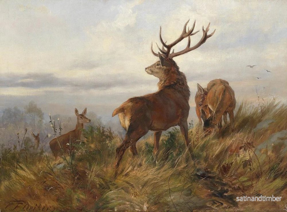 Reproduktion av målningen Hjort i morgondimman - Carl Friedrich Deiker - Bild 2