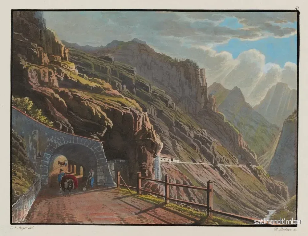 Reproduktion av målningen Galerie vid Rio di Peder under värdshuset i Spondalunga på väg till Bormio - Johann Jakob Meyer - Bild 2