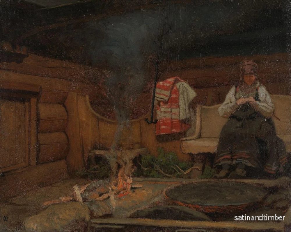 Reproduktion av målningen av inomhusmiljö från Setesdal - Olaf Isaachsen - Bild 2