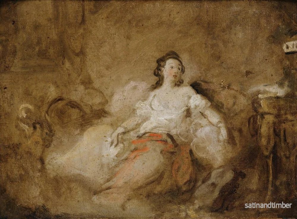 Reproduktion av målningen ung kvinna i negligé inomhus - Jean-Honoré Fragonard - Bild 2