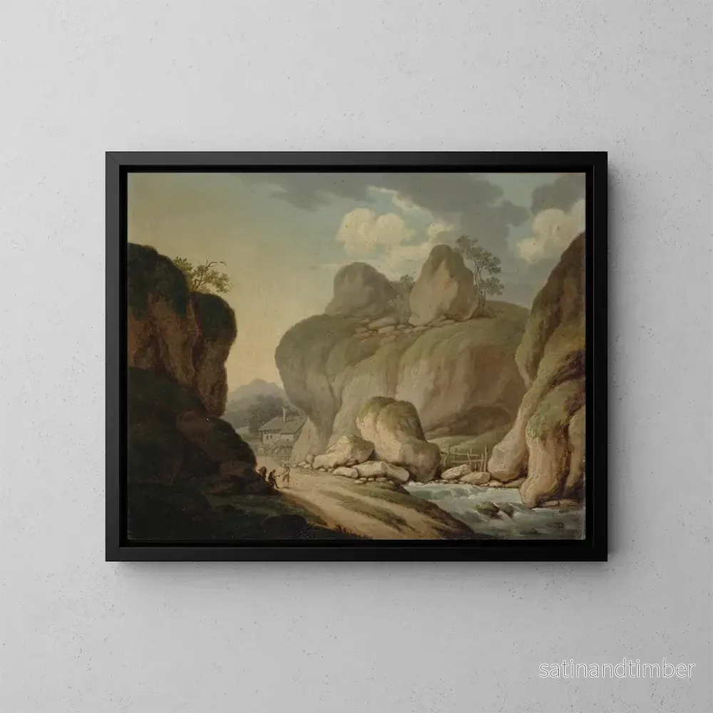 Reproduktion av målningen Landskap med klippiga berg och flod – Johann Nepomuk Wocher Reproduktion av målningen Landskap med klippiga berg och flod – Johann Nepomuk Wocher