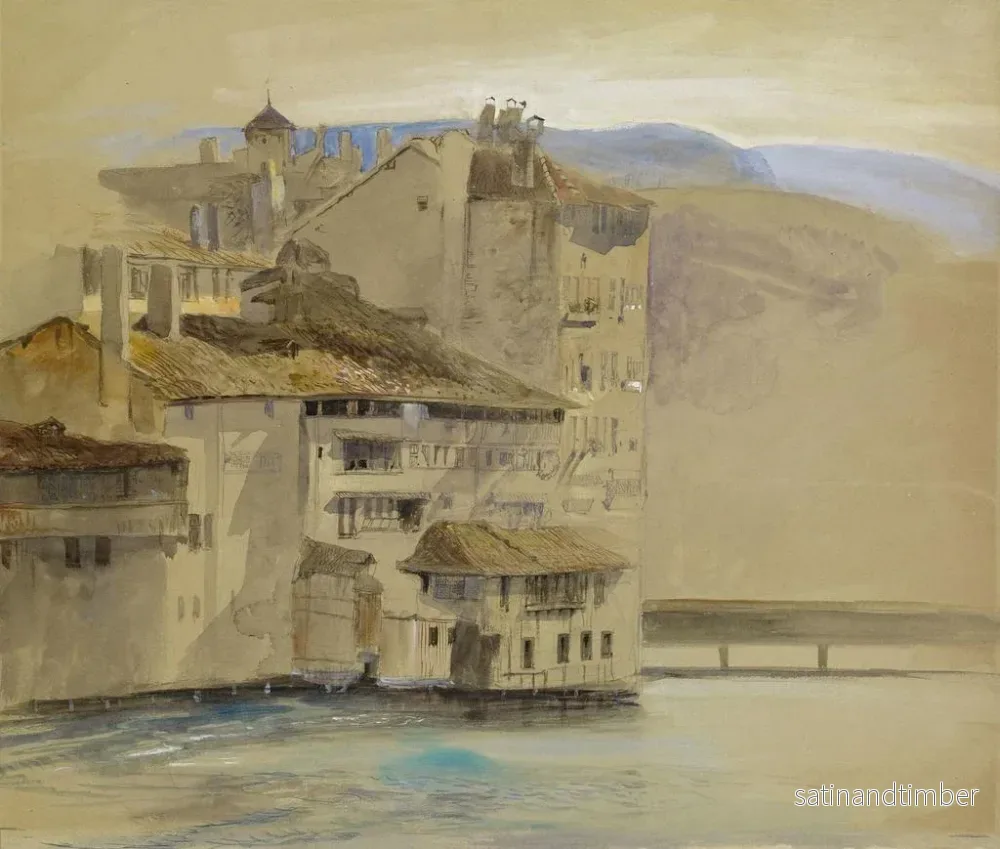 Reproduktion av målningen av gamla hus på Rhône-ön i Genève - John Ruskin - Bild 2