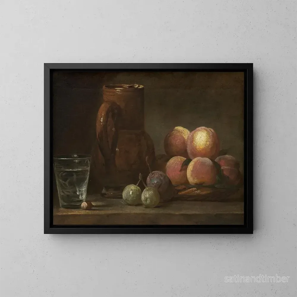 Reproduktion av målningen av fruktvas och ett glas - Jean Siméon Chardin