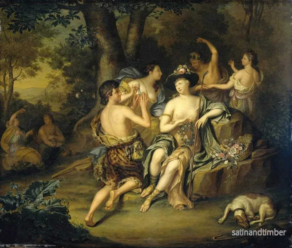 Reproduktion av målningen av herdar och herdinnor i ett landskap - Hieronymus van der Mij - Bild 2