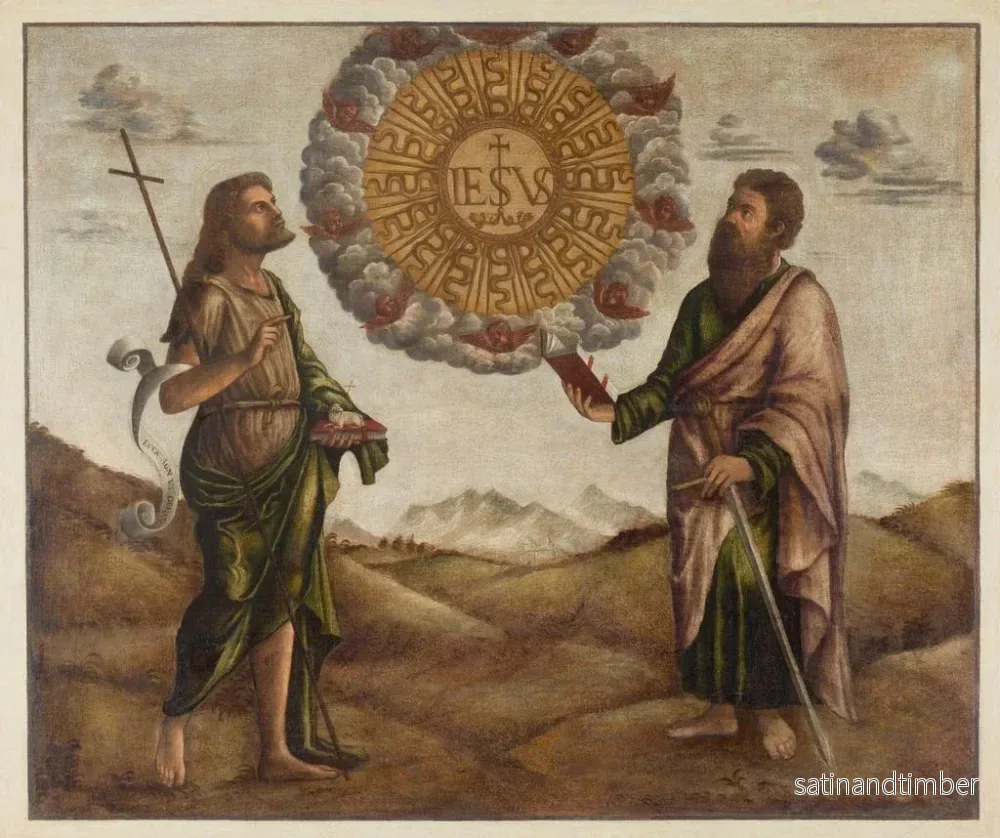 Reproduktion av målningen av tillbedjan av Jesu namn mellan heliga Johannes Döparen och heliga Paulus - Benedetto Carpaccio - Bild 2
