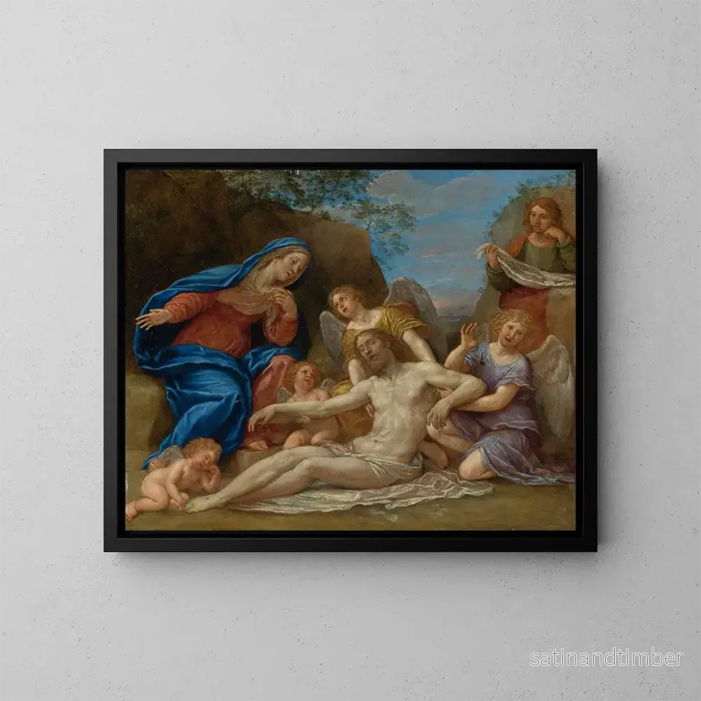 Reproduktion av målningen Lamentation med Jungfru Maria, Johannes och änglar - Francesco Albani