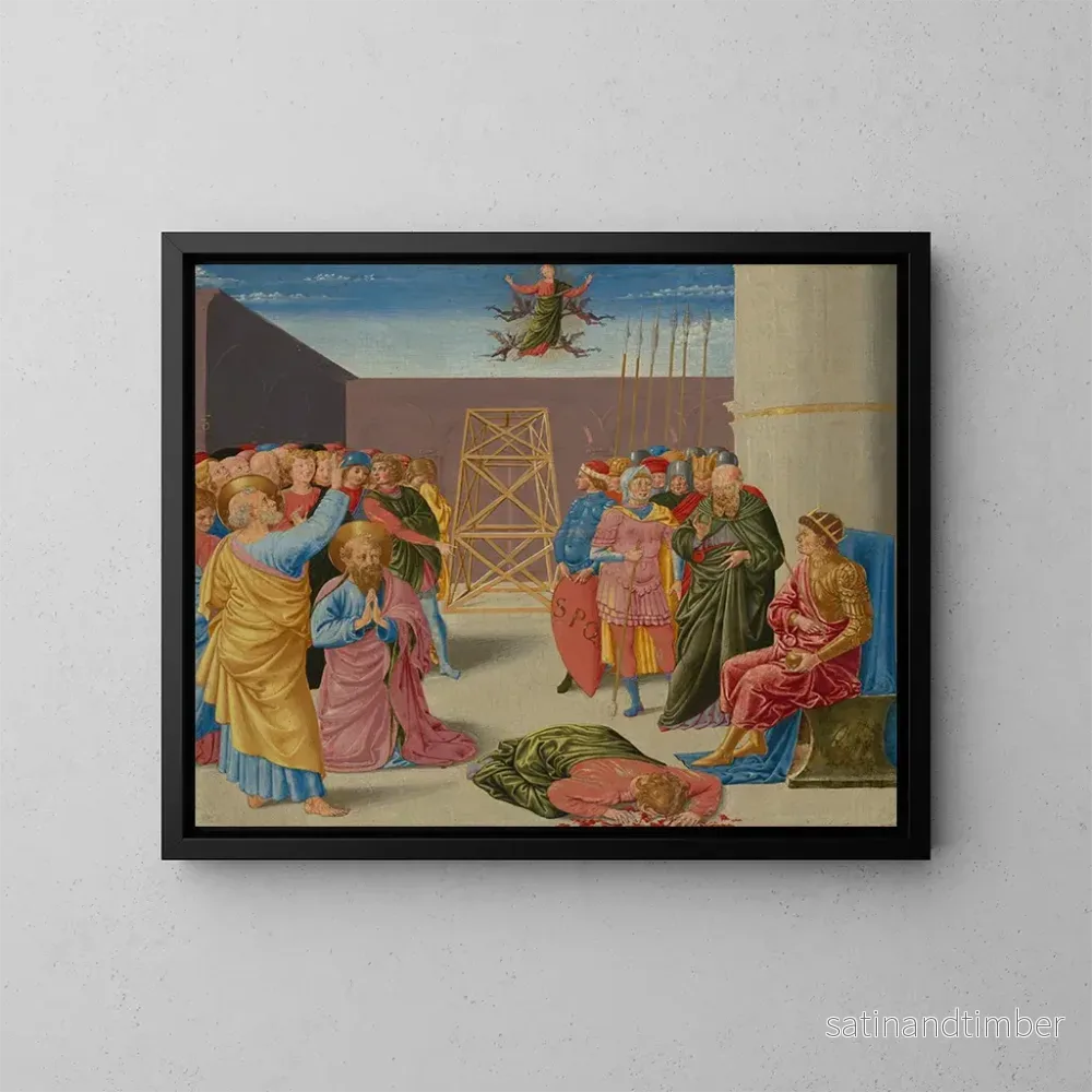 Reproduktion av målningen av Saint Pierre et Simon le Magicien - Benozzo Gozzoli
